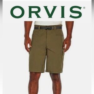 Orvis Men's Olive Green Cargo Shorts with Belt